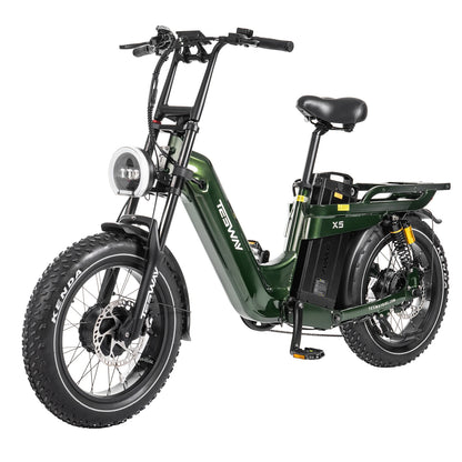 TESWAY X5 AWD Step-Thru E-Bike – Easy Mount 3600W Dual Motor