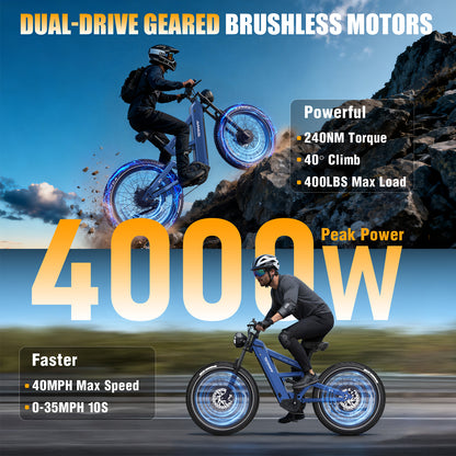 TESWAY X9 AWD - 4000W Dual Motors Electric Mountain Bike