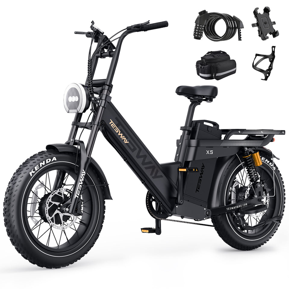 TESWAY X5 AWD Step-Thru E-Bike – Easy Mount 3000W Dual Motor