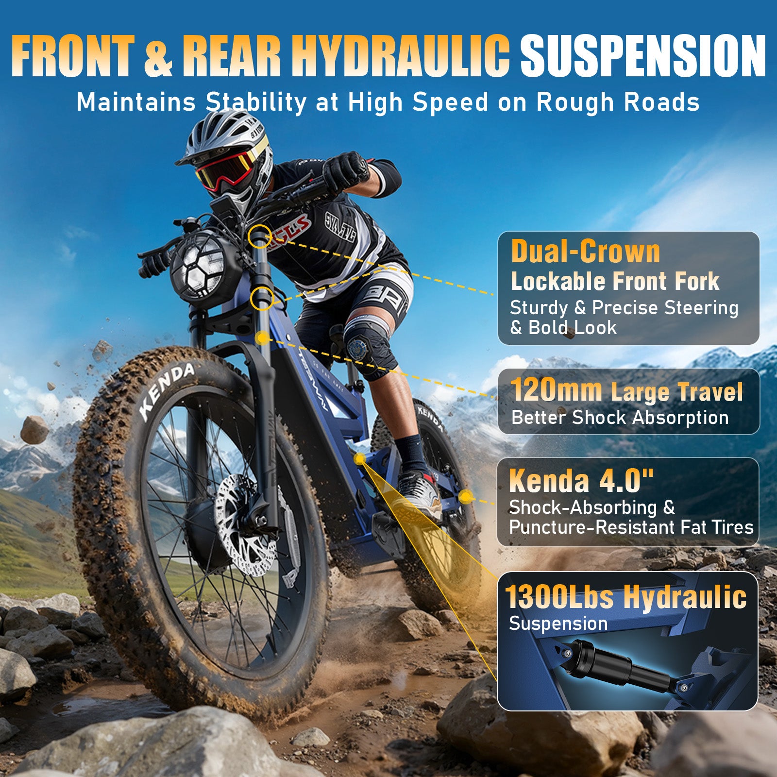 TESWAY X9 AWD - 4000W Dual Motors Electric Mountain Bike