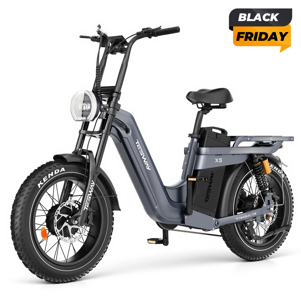 TESWAY X5 AWD Step-Thru E-Bike – Easy Mount 3600W Dual Motor